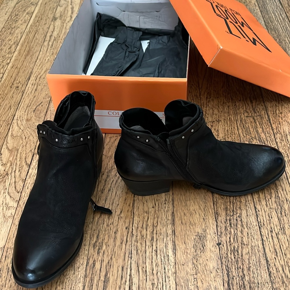 Miz Mooz black leather studded booties